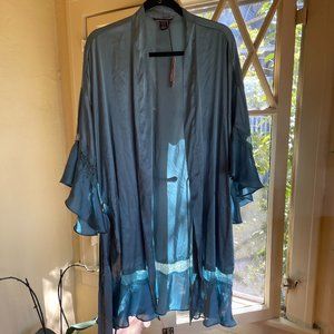 Victoria's Secret Silk Lace Robe Aqua Color XL